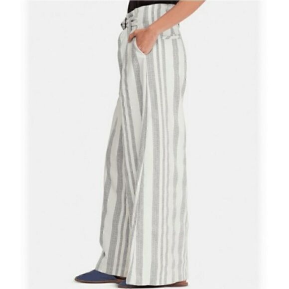 NEW Free People Hi Tyed Wide Leg Pant Ivory Stripe - Picture 6 of 11